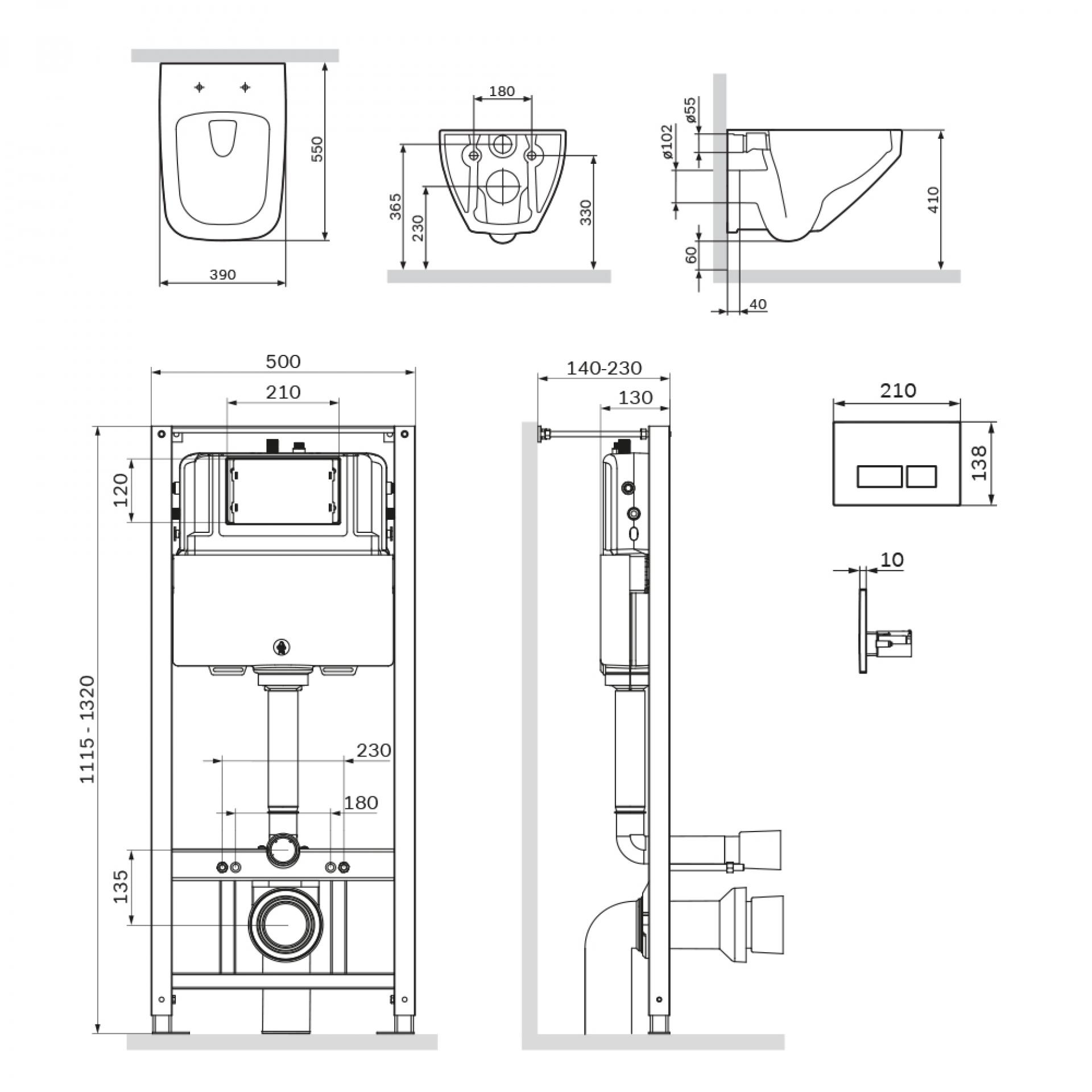 Комплект инсталляция с подвесным унитазом Am.Pm Inspire V2.0 FlashClean IS47051.50A1700 с сиденьем микролифт и клавишей - фото Geberit (Геберит) Shop