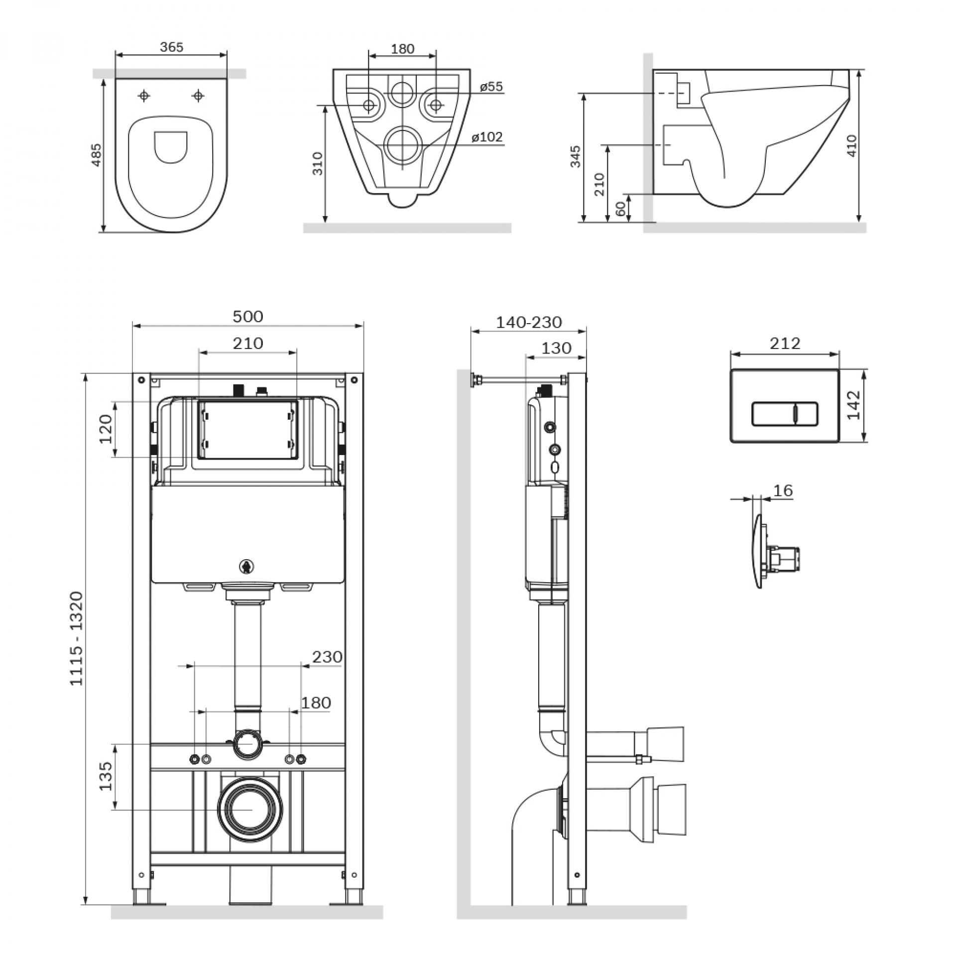 Комплект инсталляция с подвесным унитазом Am.Pm Spirit V2.0 FlashClean IS48001.701700 с сиденьем микролифт и клавишей - фото Geberit (Геберит) Shop