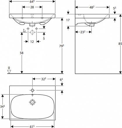 Раковина 65 см Keramag Acanto 500.621.01.8 - фото Geberit (Геберит) Shop