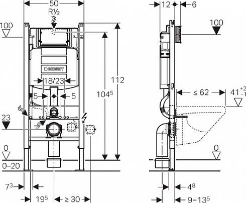 Комплект инсталляции Geberit Duofix UP320 111.300.00.5 с подвесным унитазом Geberit Acanto 500.600.01.2 и крышкой сиденьем 500.605.01.2 с микролифтом - фото Geberit (Геберит) Shop