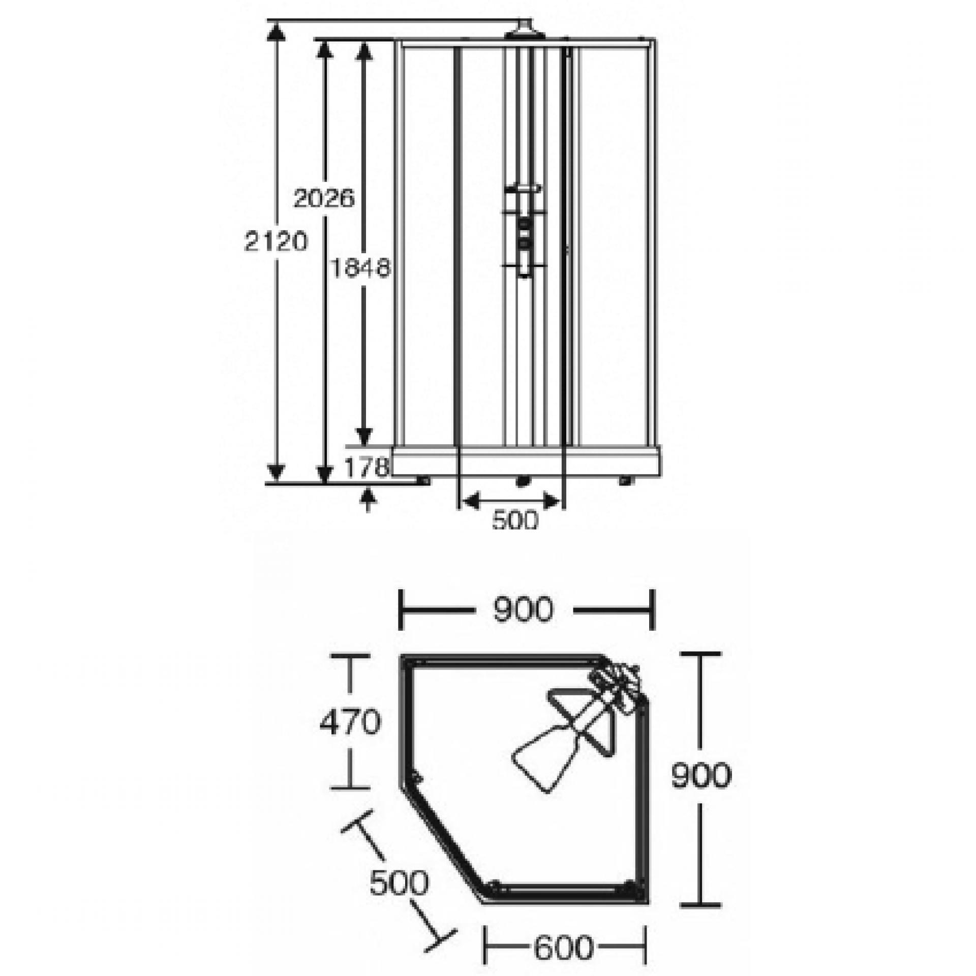 Задняя стенка душевой кабины 90x90 Ido Showerama 8-5 4985012991 серебристый профиль+ прозрачное стекло - фото Geberit (Геберит) Shop