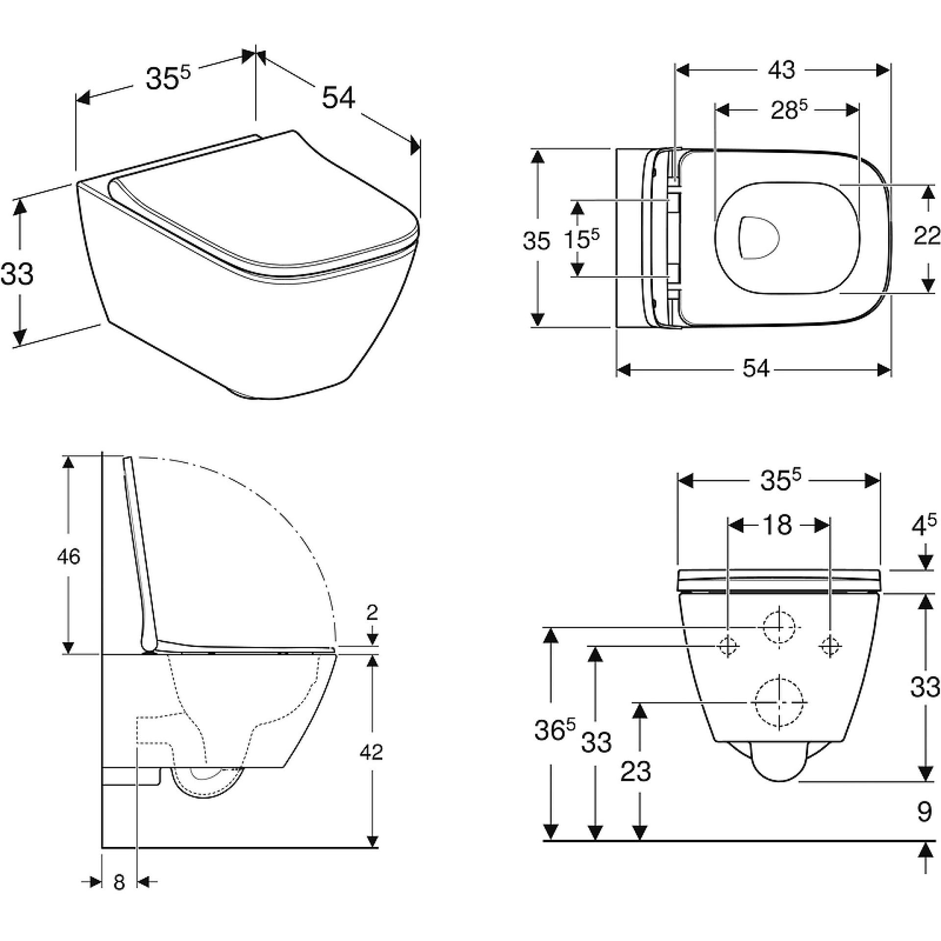 Комплект Geberit GEB30021500683 подвесной унитаз Geberit Smyle Square с микролифтом, безободковый + инсталляция Geberit Duofix + кнопка смыва Geberit Sigma 01 хром глянцевый + комплект креплений к стене для инсталляций Geberit Duofix - фото Geberit (Геберит) Shop