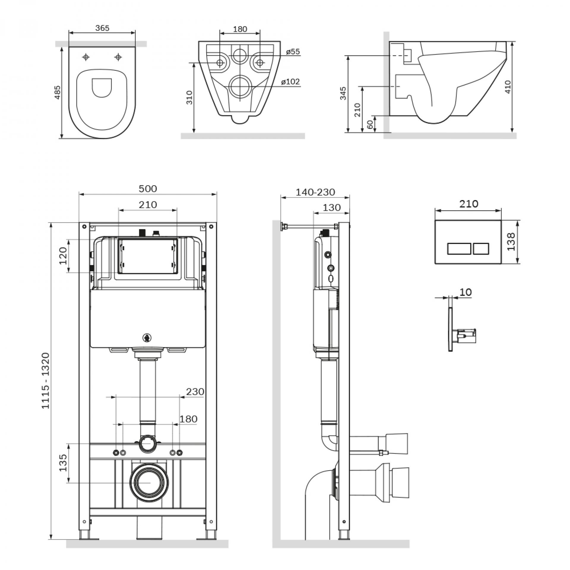 Комплект инсталляция с подвесным унитазом Am.Pm Spirit V2.0 FlashClean IS47051.701700 с сиденьем микролифт и клавишей - фото Geberit (Геберит) Shop