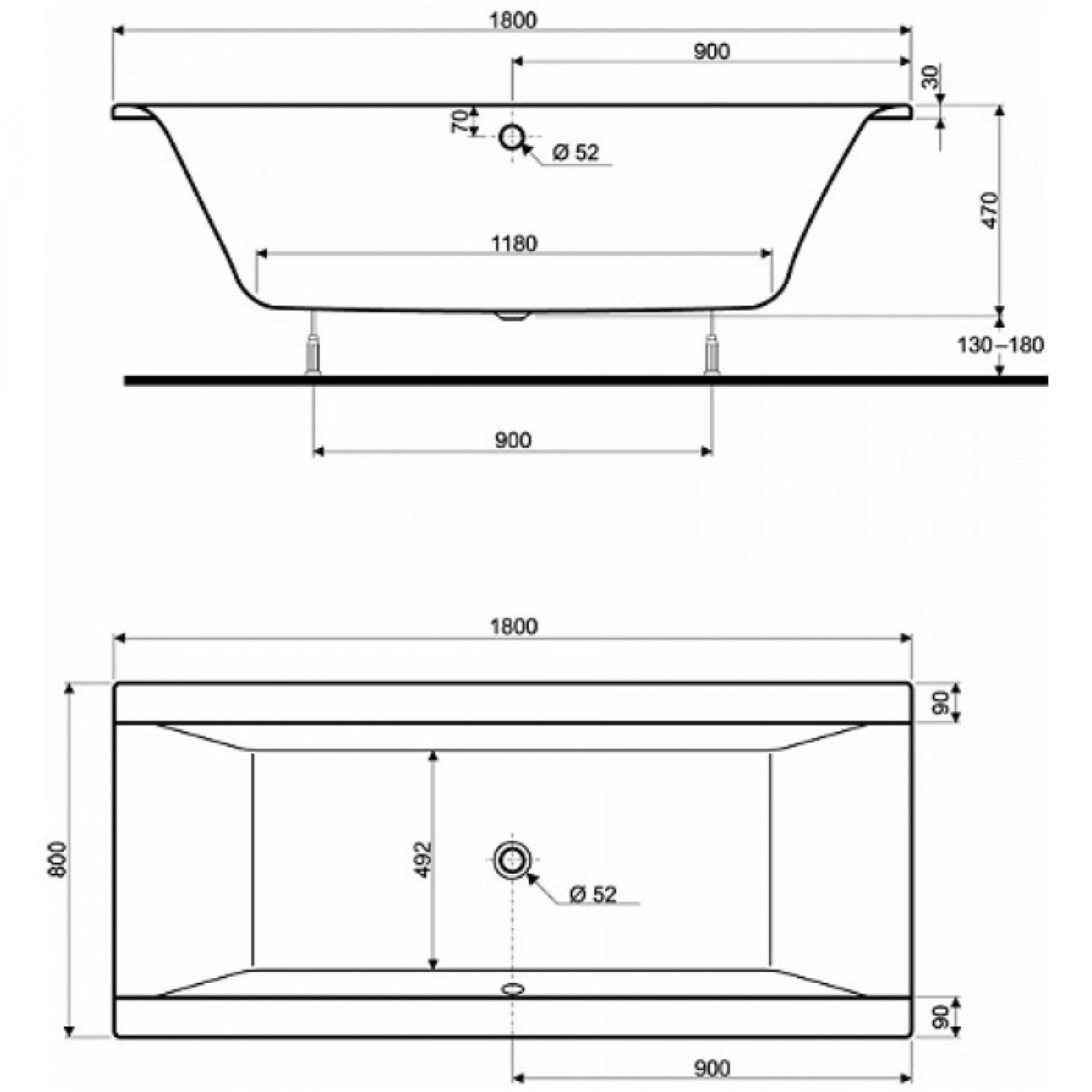 Акриловая ванна 180х80 KOLO Clarissa XWP2680000 - фото Geberit (Геберит) Shop