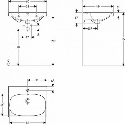 Раковина 60 см Keramag Acanto 500.620.01.8 - фото Geberit (Геберит) Shop