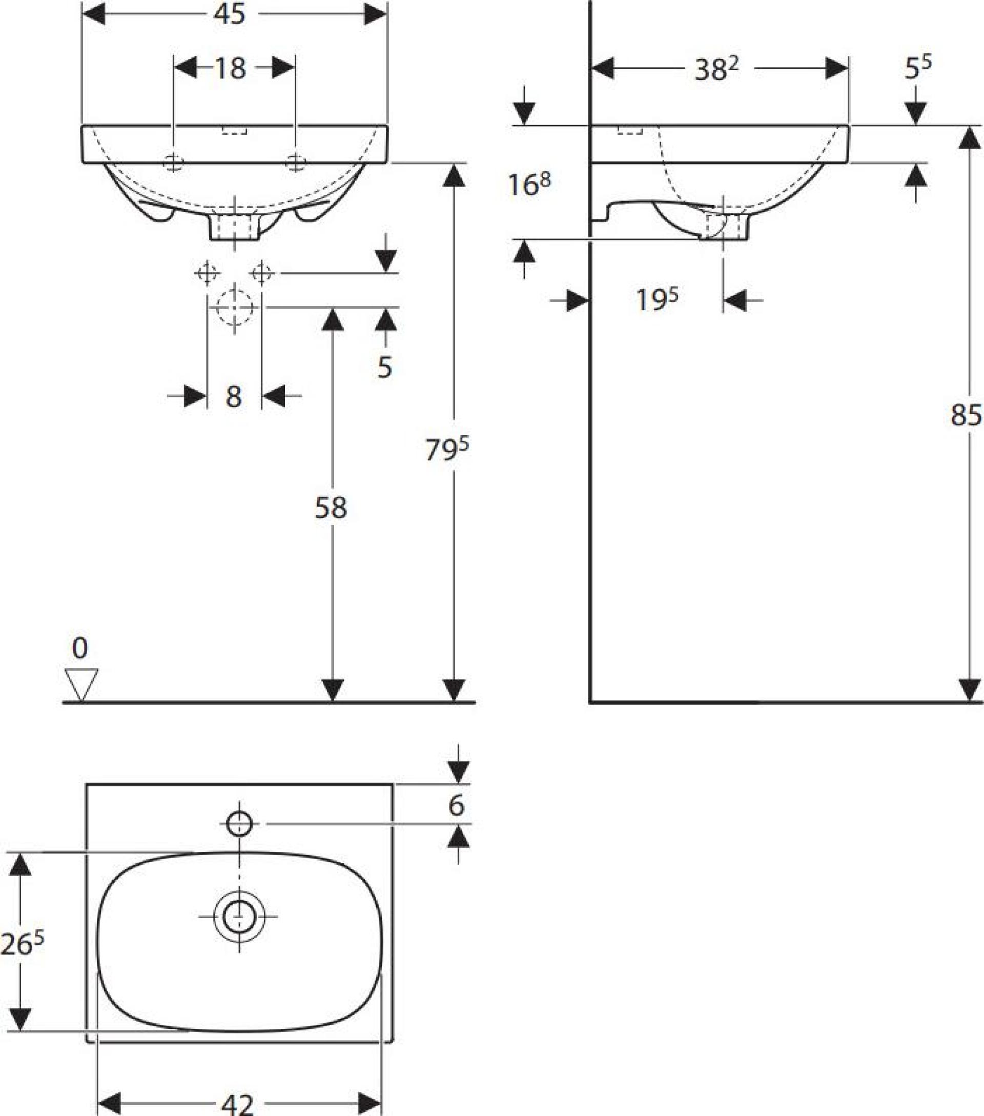 Раковина 45 см Keramag Acanto 500.636.01.8 - фото Geberit (Геберит) Shop