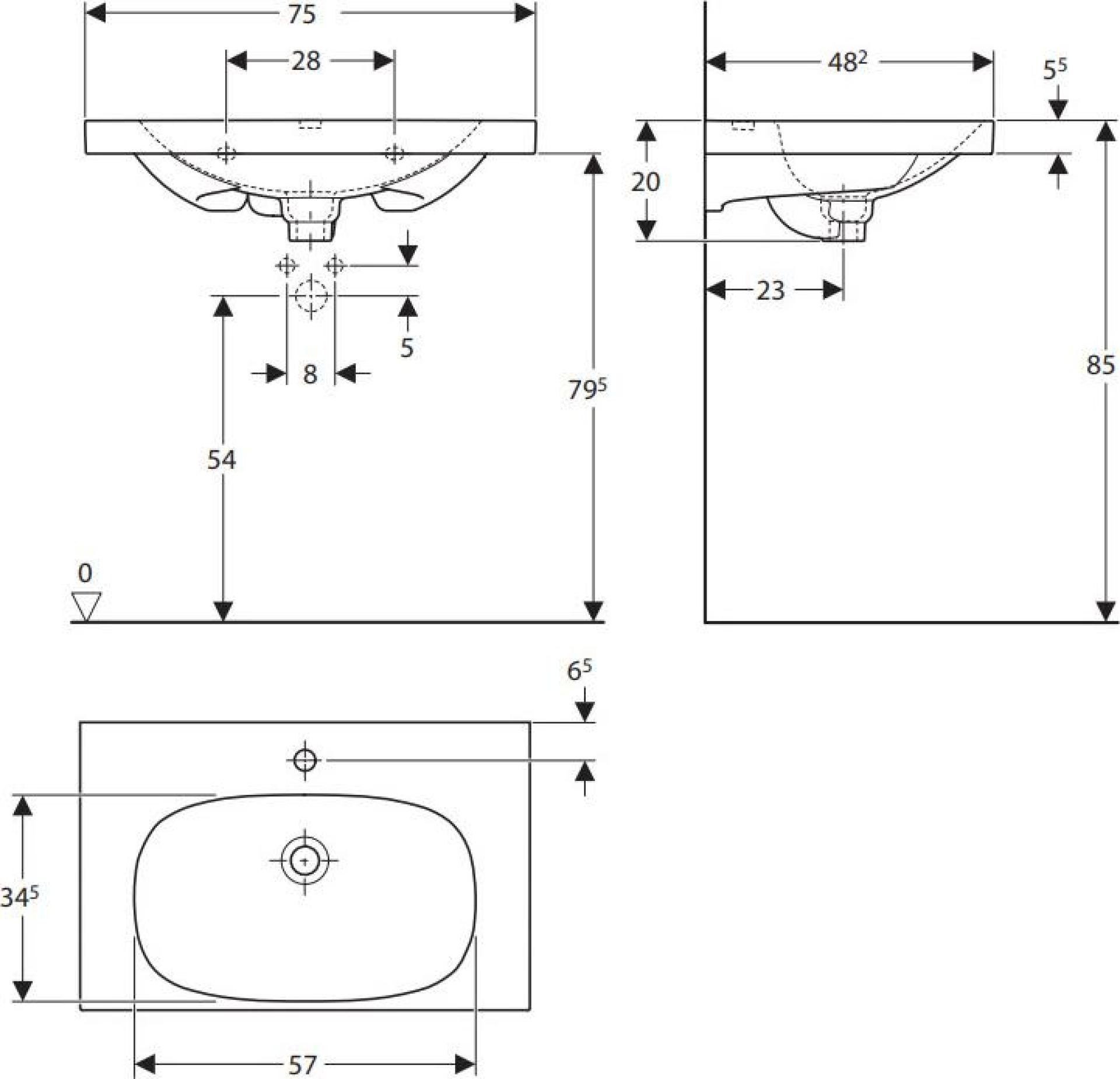 Раковина 75 см Keramag Acanto 500.630.01.8 - фото Geberit (Геберит) Shop