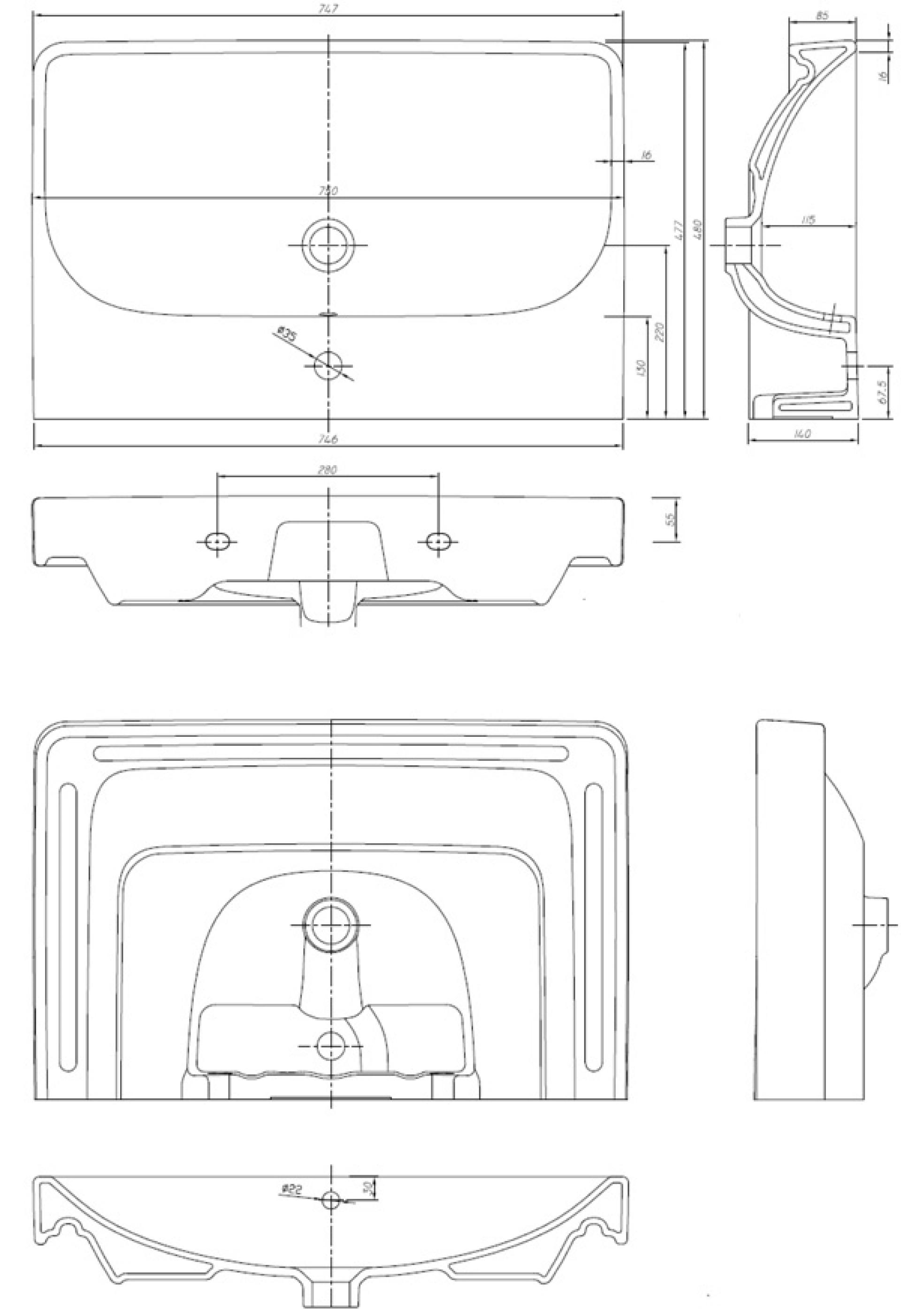 Раковина 75 см IFO Grandy RP211750100 - фото Geberit (Геберит) Shop