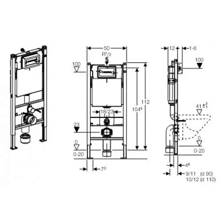 Инсталляция Geberit Duofix Delta UP100 458.103.00.1 для унитаза, с белой кнопкой смыва 115.125.11.1 - фото Geberit (Геберит) Shop