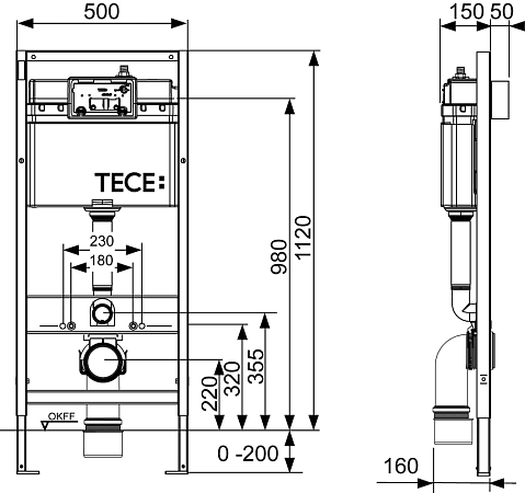 Комплект инсталляции Tece Base K400600 с кнопкой смыва Geberit Acanto 500.600.01.2 безободковый - фото Geberit (Геберит) Shop