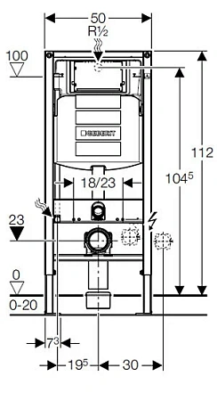 Инсталляция Geberit Duofix UP320 111.300.11.5 для унитаза с креплением, с кнопкой смыва, белая - фото Geberit (Геберит) Shop