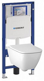 Комплект инсталляции Geberit Duofix UP320 111.300.00.5 с подвесным унитазом Geberit Smyle Square 500.683.01.1 + крышка-сиденье с микролифтом