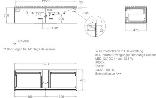 Тумба под раковину 140 см Geberit Xeno² 500.348.00.1 - фото Geberit (Геберит) Shop