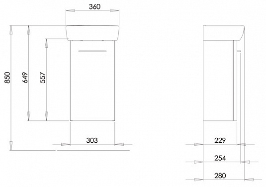 Тумба с раковиной 36 см IFO Special RK770036100 белый глянец - фото Geberit (Геберит) Shop