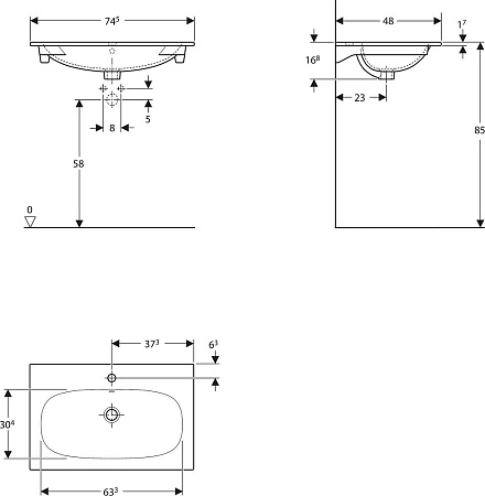 Раковина 75 см Keramag Acanto Slim 500.641.01.8 - фото Geberit (Геберит) Shop