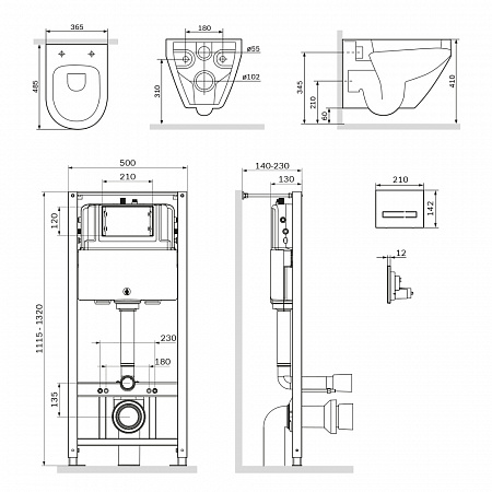 Комплект инсталляция с подвесным унитазом Am.Pm Spirit V2.0 FlashClean IS450A38.701700 с сиденьем микролифт и клавишей - фото Geberit (Геберит) Shop