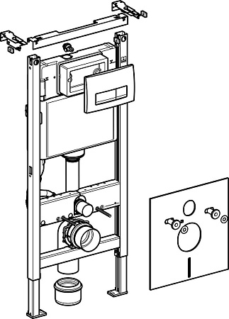 Комплект Geberit Duofix 458.128.21.1 для подвесного унитаза, 112 см, со смывным бачком скрытого монтажа Delta 12 см, смывная клавиша Delta51 (хром) - фото Geberit (Геберит) Shop